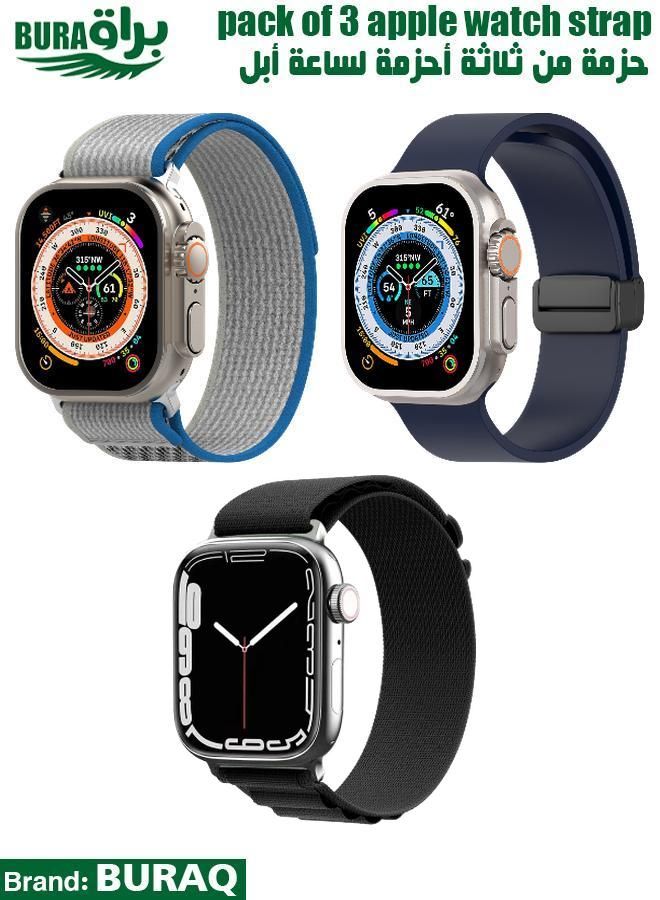 BURAQ Apple Watch Band Strap For Apple Watch Ultra 2/Ultra 49mm, Series 10 46mm, 9/8/7 45mm, SE2/SE/6/5/4 44mm, 3/2/1 42mm