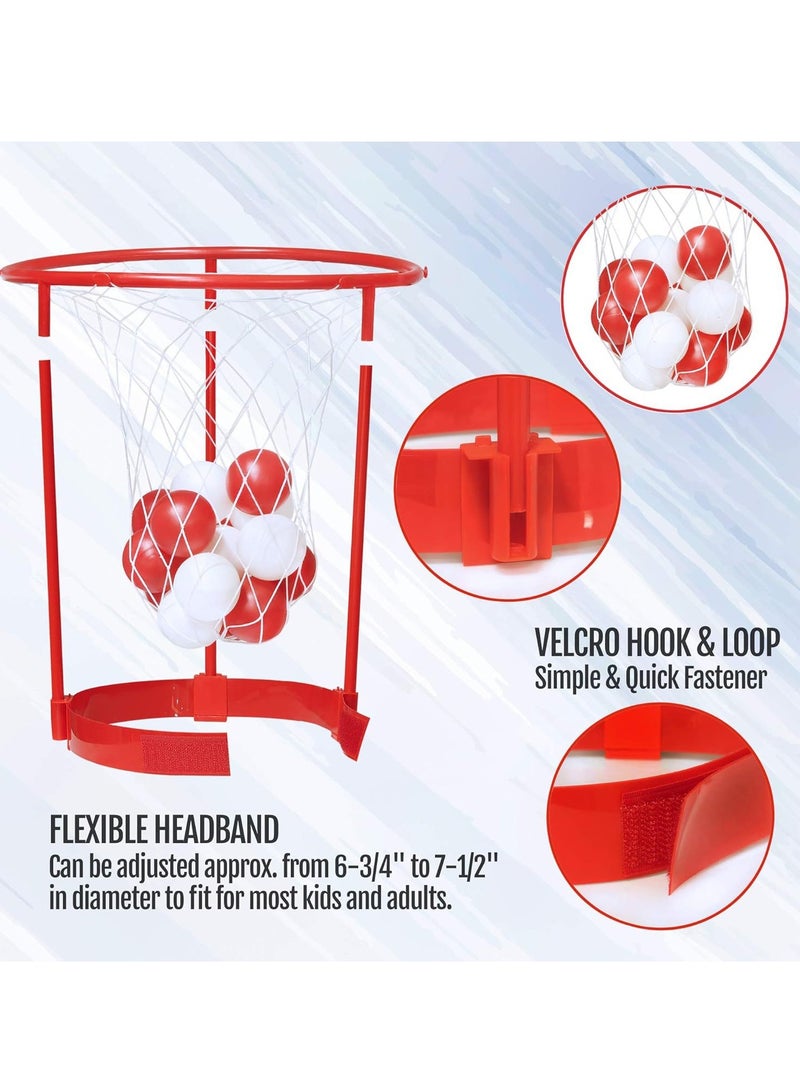 CALL PLAY Head Hoop Basketball Party Game for Kids and Adults Carnival Game Adjustable Basket Net Headband with 20 Balls for Carnival Party Birthday Party Family Indoor Outdoor Game - Image 3