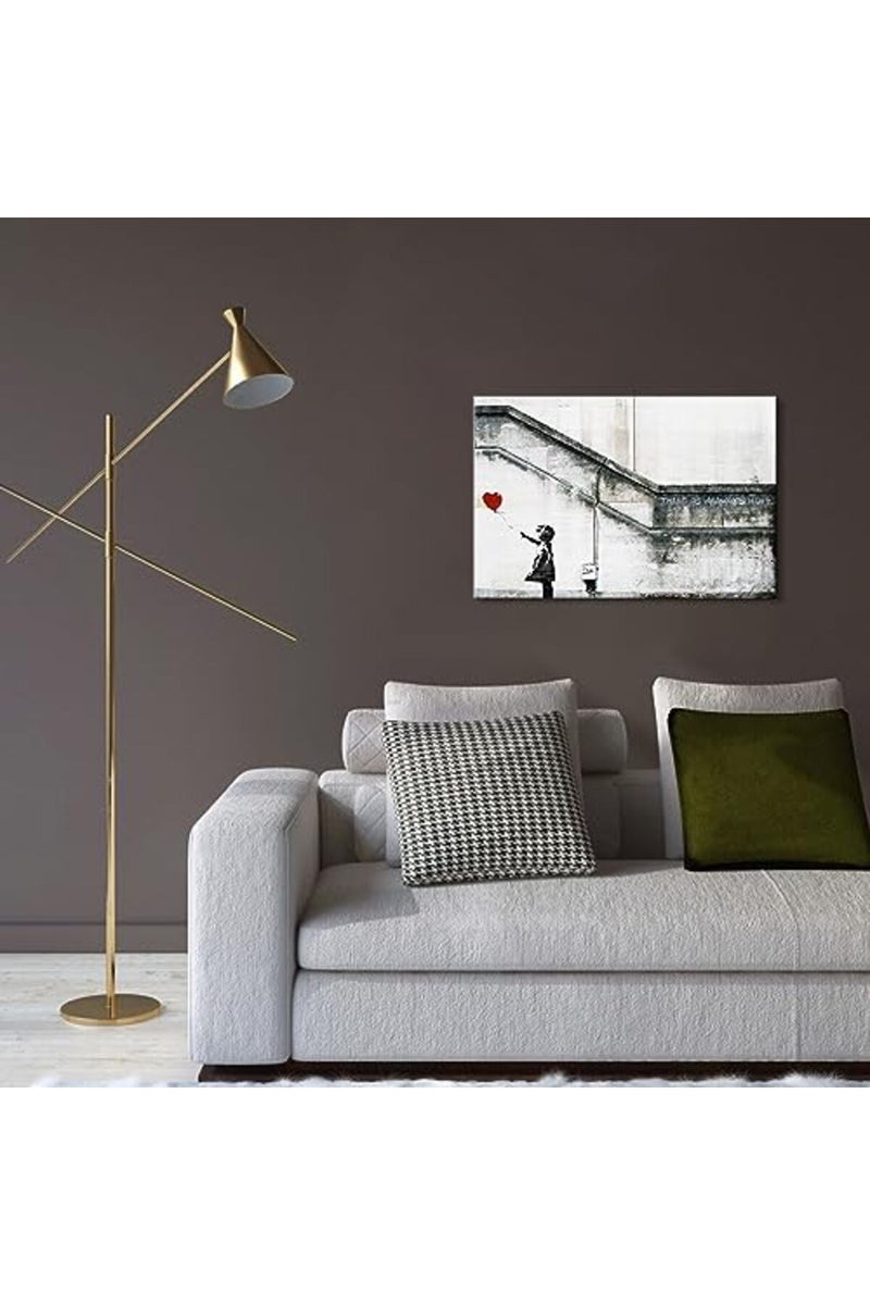 Mistyefly Banksy Wall Art with Red Balloon - Colorful Pop Art Canvas Poster - Street Graffiti Decor for Room (12''H x 18''W) - Image 3