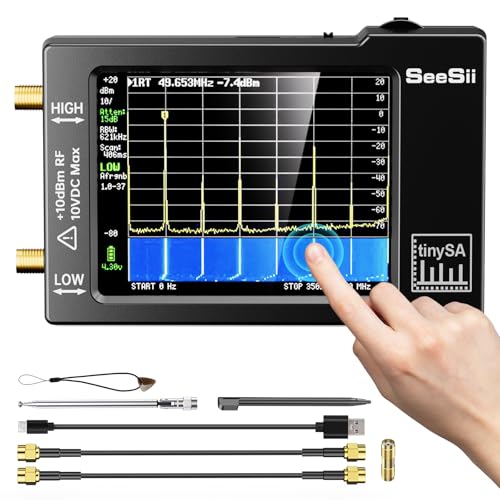 Seesii Portable TinySA Spectrum Analyzer,SEESII Upgraded V0.3.1 Handheld Tiny Frequency Analyzer 100kHz to 960MHz MF/HF/VHF UHF Input,Signal Generator with 2.8 inch Touch Screen with ESD Protect Function - Image 1