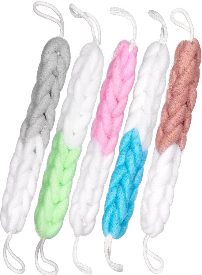 BRUBAKER 5-Piece Bath Sponge Set - Back Scrubber with Hand Straps - 2.8 oz Exfoliating Sponge for Back - Hygienic & Durable Shower Loofahs with Gift Box - Image 1