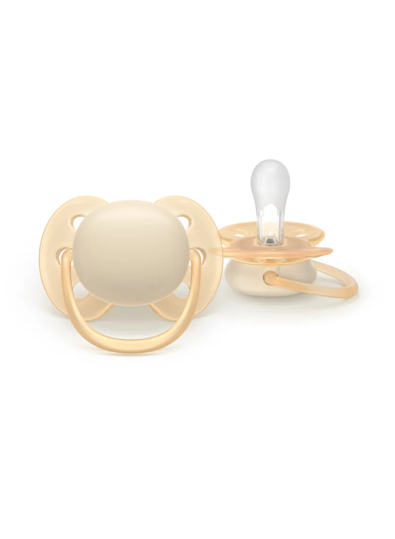 Philips Avent Philips Avent Ultra Soft Soothers - Orthodontic Design, for Babies 0-6 Months, Flexible Shield, Silicone Symmetrical Teat, BPA-Free, with Sterilizing Case, 2 Pack, SCF091/38