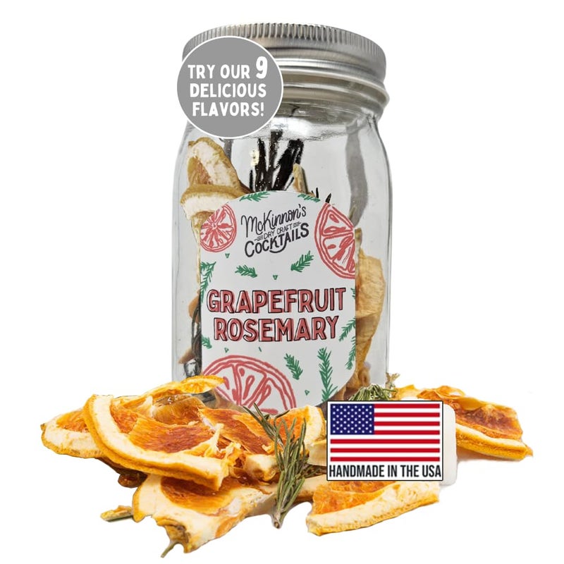 McKinnon’s Dry Craft Cocktails Dehydrated Fruits and Herbs, DIY Mixology, Infusion Kit, Mason Jar Serves 8 - 16 Drinks (Grapefruit Rosemary, 1 Jar) - Image 1