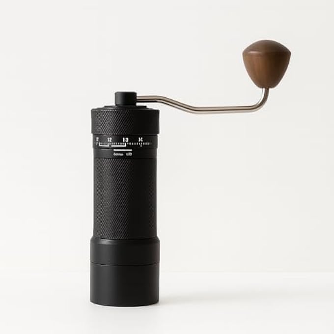 ريحني مطحنة قهوة يدوية قابلة للتعديل من الفولاذ المقاوم للصدأ، سعة 25 جرامًا لآلة الإسبريسو V60 الفرنسية، مطحنة حبوب قهوة صغيرة محمولة مع 6 تروس باللون الأسود - Image 1