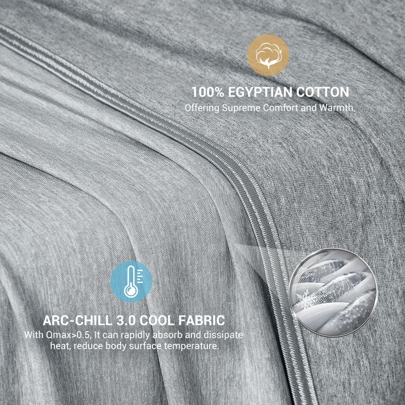 اليجير بطانية التبريد الثورية الأنيقة يمتص الحرارة للحفاظ على بارد الجسم للعرق الليلي قوس القوس 3.0 الألياف الباردة Q-Max> 0.5 للنوم الساخن بطانيات باردة صيف خفيفة الوزن للنوم الرمادي النائم - Image 3