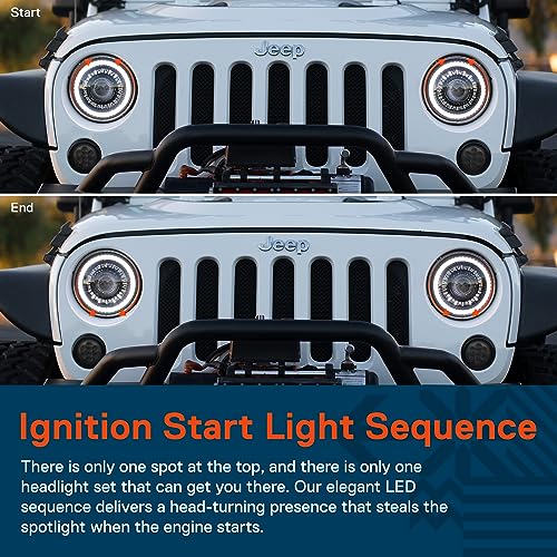 ONLINE LED STORE TRUE MODS 7 Inch Round LED Headlight Black H6024 2d1 High Low Sealed Beam [DOT] HALO DRL Turn Signal Replacement for Jeep Wrangler JK JKU TJ CJ Chevy Ford Nissan Hummer H1 H2 Land Rover Defender Mazda - Image 5