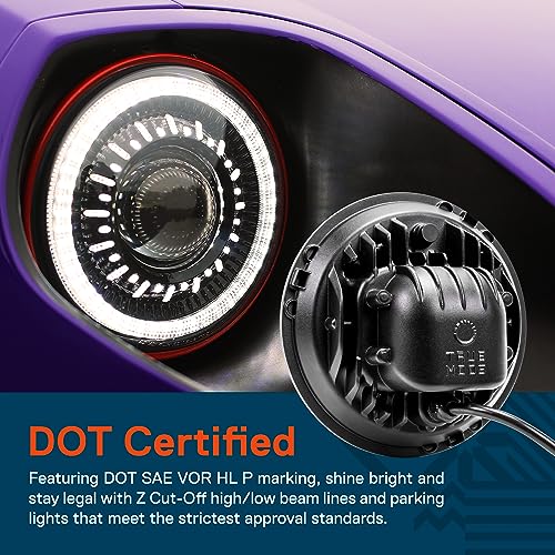 ONLINE LED STORE TRUE MODS 7 Inch Round LED Headlight Black H6024 2d1 High Low Sealed Beam [DOT] HALO DRL Turn Signal Replacement for Jeep Wrangler JK JKU TJ CJ Chevy Ford Nissan Hummer H1 H2 Land Rover Defender Mazda - Image 4