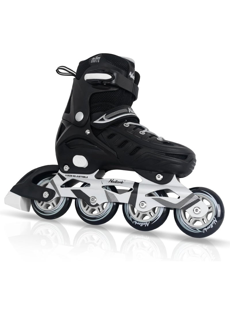 Nattork Adults Adjustable Inline Skates Nattork Safe and Durable Blade Skates with 4 Wheels High Performance Professional Skates for Men Women Youth - Image 1