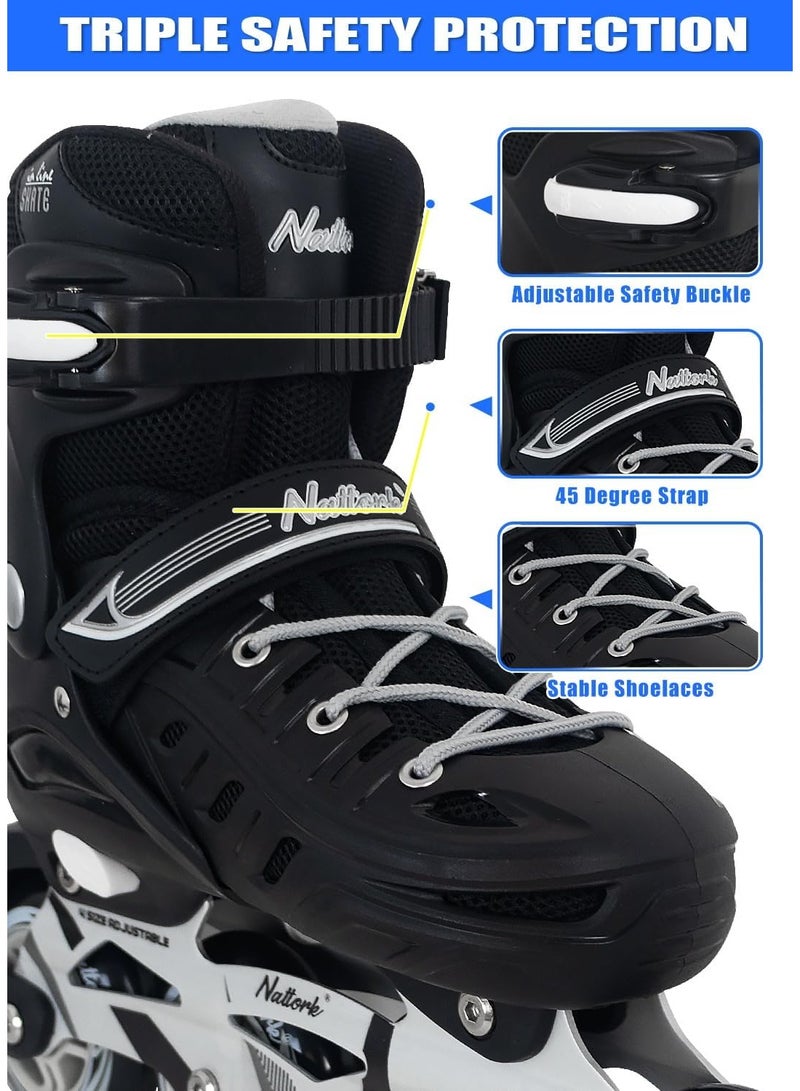 Nattork Adults Adjustable Inline Skates Nattork Safe and Durable Blade Skates with 4 Wheels High Performance Professional Skates for Men Women Youth - Image 3