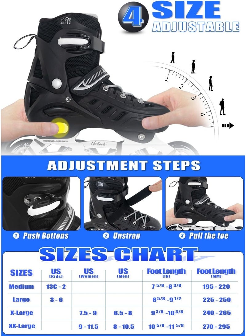 Nattork Adults Adjustable Inline Skates Nattork Safe and Durable Blade Skates with 4 Wheels High Performance Professional Skates for Men Women Youth - Image 4
