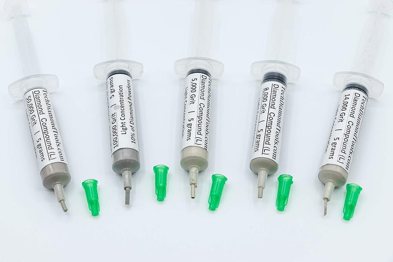 TechDiamondTools Diamond Polishing Compound Kit of 5 Polishing Paste USA Made 5000 8000 14000 50000 100000 Grit for Marble Glass Metal Rock Jewelry Resin Silver Gemstone with 10% of Diamond Powder - Image 2
