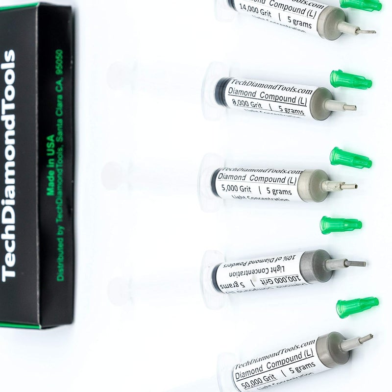 TechDiamondTools Diamond Polishing Compound Kit of 5 Polishing Paste USA Made 5000 8000 14000 50000 100000 Grit for Marble Glass Metal Rock Jewelry Resin Silver Gemstone with 10% of Diamond Powder - Image 1