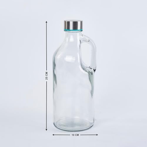 TAGROCK Clear Airtight Glass Milk, Juice & Water Bottle with Leak Proof Lid for Refrigerator, Set of 2, 1000ml (Transparent) - Image 5