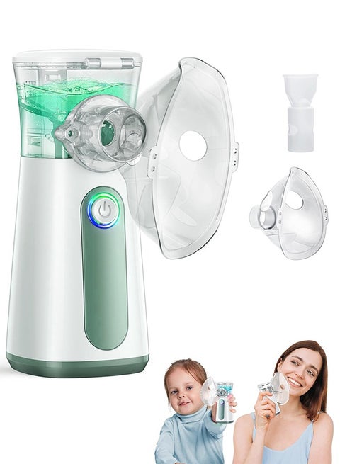 Portable Nebulizer Machine with 2 Adjustable Modes, Efficiency&Quiet, 3 Masks,USB-C Rechargeable Mesh Nebulizer for Adults and Kids, Travel and Household Use,Electric Handheld Inhaler for Breathing Problems (Green)
