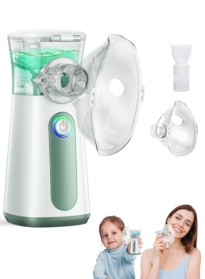 Portable Nebulizer Machine with 2 Adjustable Modes, Efficiency&Quiet, 3 Masks,USB-C Rechargeable Mesh Nebulizer for Adults and Kids, Travel and Household Use,Electric Handheld Inhaler for Breathing Problems (Green)