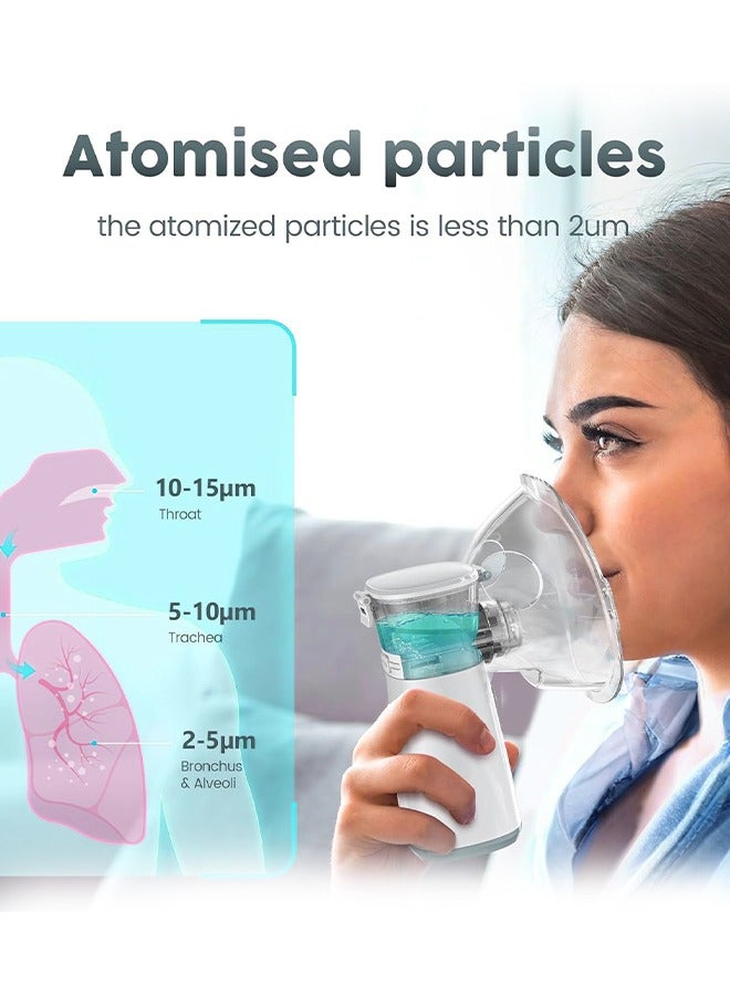 Portable Nebulizer Machine with 2 Adjustable Modes, Efficiency&Quiet, 3 Masks,USB-C Rechargeable Mesh Nebulizer for Adults and Kids, Travel and Household Use,Electric Handheld Inhaler for Breathing Problems (Green)