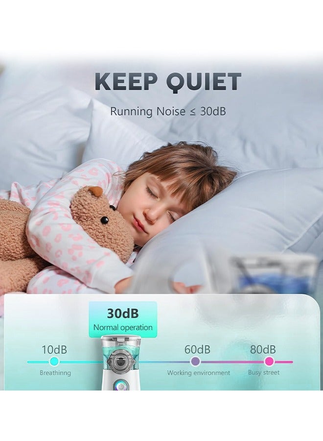 Portable Nebulizer Machine with 2 Adjustable Modes, Efficiency&Quiet, 3 Masks,USB-C Rechargeable Mesh Nebulizer for Adults and Kids, Travel and Household Use,Electric Handheld Inhaler for Breathing Problems (Green)