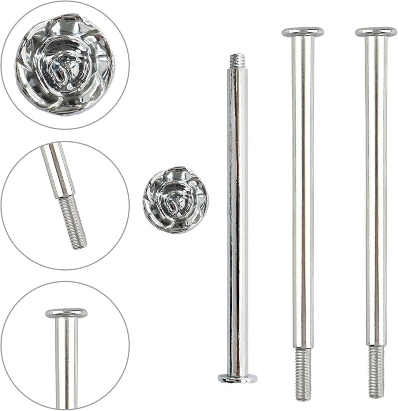 Happy Will 3 Tier 14" Heavy Metal Cake Stand Holder Fruit Plate Stand Fitting Hardware Rod (Silver_Rose) - Image 3