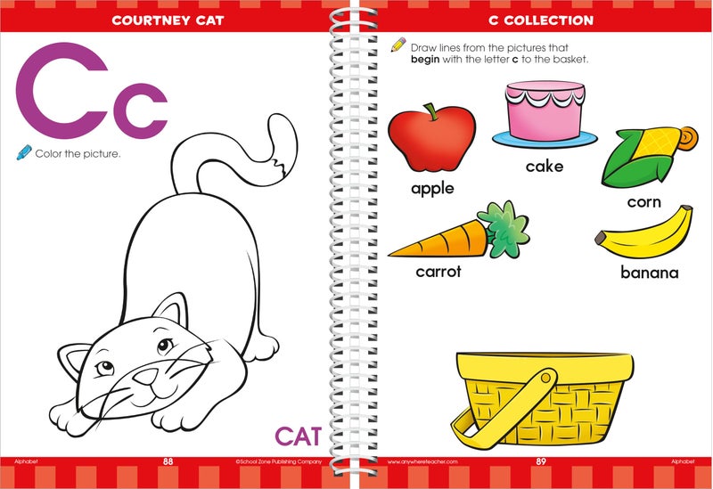 School Zone Big Preschool Workbook: 320 Spiral-Bound Pages, Pre-K, Colors, Shapes, Numbers, Early Math, Alphabet, Pre-Writing, Phonics, Following Directions, Ages 3-5 - Image 2