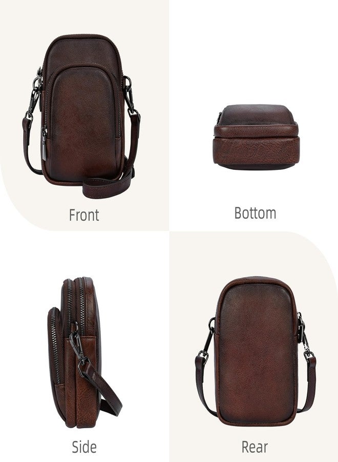Iswee Vintage Genuine Leather Crossbody Bag for Women Shoulder Handbags Small Travel Phone Purse RFID with Adjustable Strap, Coffee, Medium, Fashion - Image 5