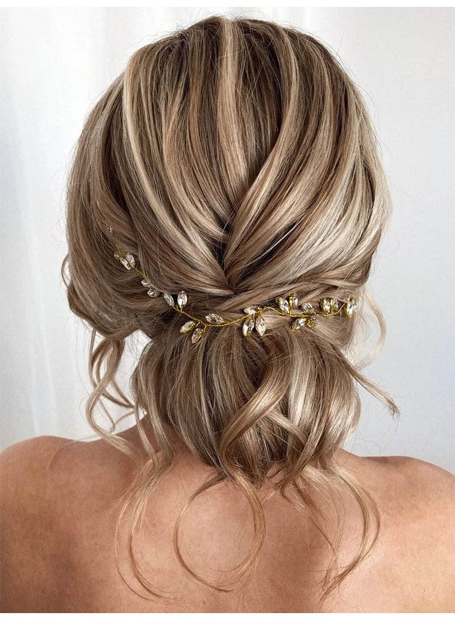 JAKAWIN Bride Rhinestone Wedding Hair Vine Crystal Hair Piece Bridal Headpiece Hair Accessories For Women And Girls Hv190 (2 Gold)  - Image 1