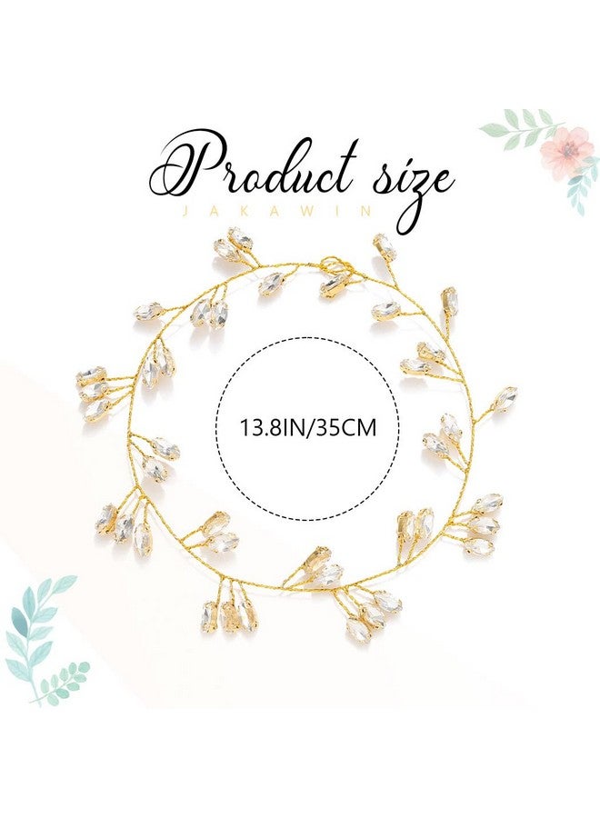 JAKAWIN Bride Rhinestone Wedding Hair Vine Crystal Hair Piece Bridal Headpiece Hair Accessories For Women And Girls Hv190 (2 Gold)  - Image 3