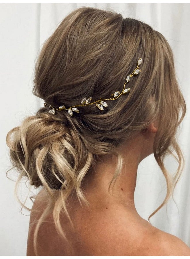 JAKAWIN Bride Rhinestone Wedding Hair Vine Crystal Hair Piece Bridal Headpiece Hair Accessories For Women And Girls Hv190 (2 Gold)  - Image 4