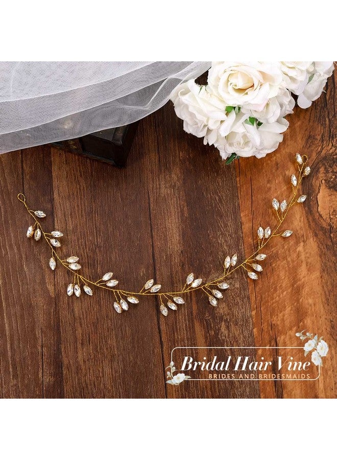 JAKAWIN Bride Rhinestone Wedding Hair Vine Crystal Hair Piece Bridal Headpiece Hair Accessories For Women And Girls Hv190 (2 Gold)  - Image 5