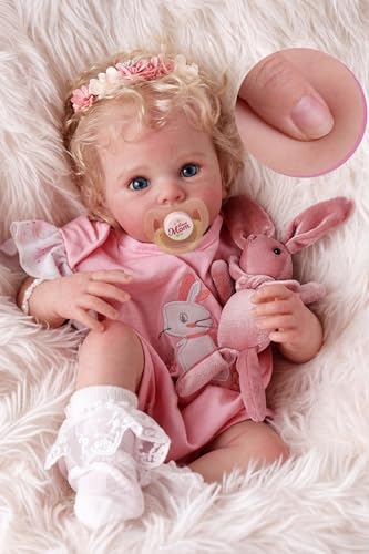 BABESIDE Reborn Baby Dolls 17 Inch Soft Body Realistic Baby Doll Girl Lovely Awake Blond Curly Hair Girl Bebe Reborn de Silicona Real Life Baby Dolls with Gift Box for Kids Age 3 Collectors - Image 1