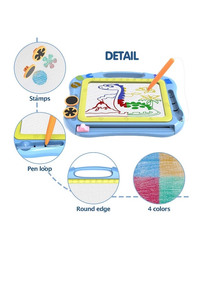لوح رسم مغناطيسي مع طوابع، لوح كتابة ومسح مغناطيسي لتعليم الأطفال، ألعاب تخطيط للأطفال من 1 إلى 4 سنوات، هدايا عيد الميلاد، لوح رسم أزرق - Image 5