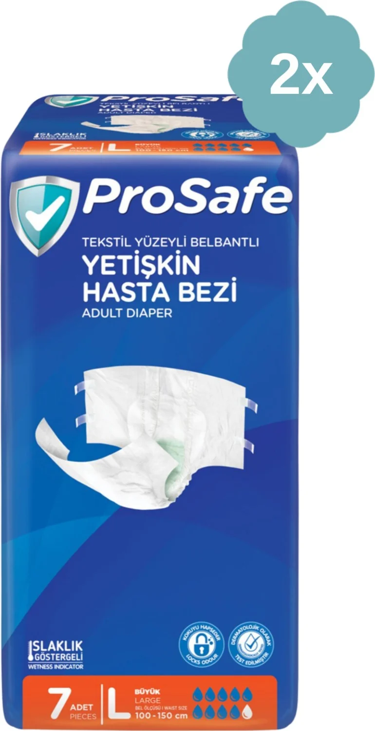 Prosafe Adult Patient Diapers with Waistband Large (L) 7 x 2 Pieces