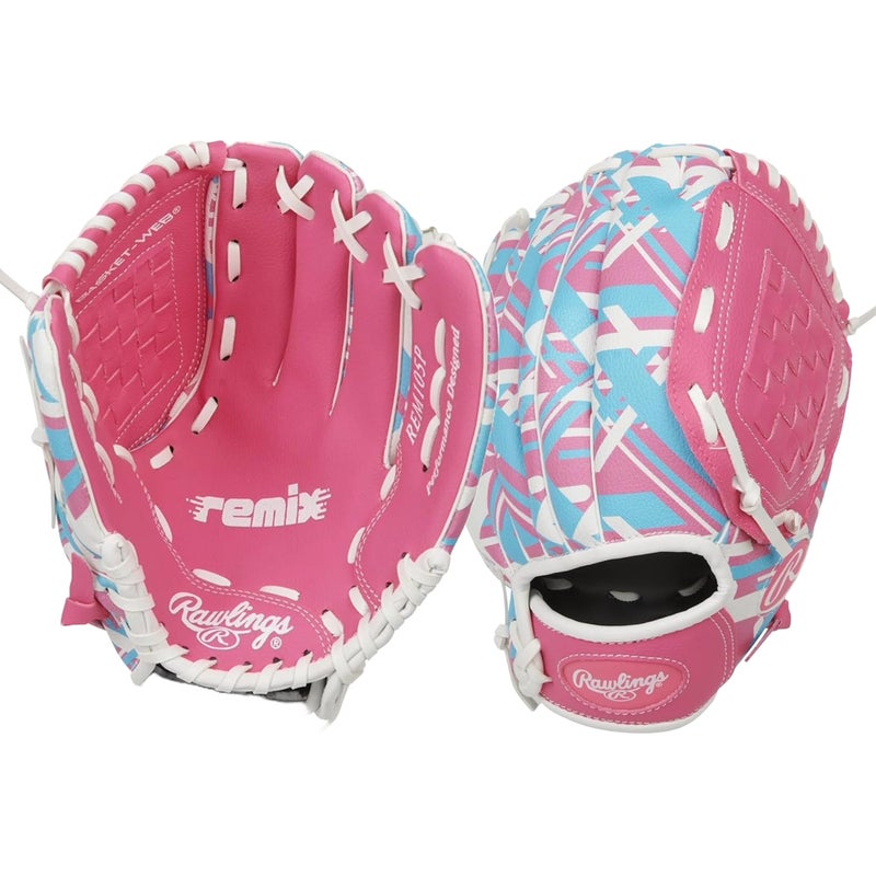Rawlings رولينغز | قفاز بيسبول ت-بول والشباب ريمكس | رمي باليد اليمنى | 10.5" | وردي - Image 1