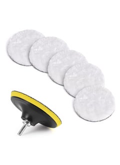 Y&D 7 Pcs 5 Inch Polishing Buffing Wheel for Drill Wool Pads, 125mm Pads Woolen Waxing Kits with M14 Buffer Adapter  - Image 1