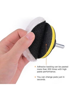 Y&D 7 Pcs 5 Inch Polishing Buffing Wheel for Drill Wool Pads, 125mm Pads Woolen Waxing Kits with M14 Buffer Adapter  - Image 5