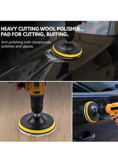 Y&D 7 Pcs 5 Inch Polishing Buffing Wheel for Drill Wool Pads, 125mm Pads Woolen Waxing Kits with M14 Buffer Adapter  - Image 4