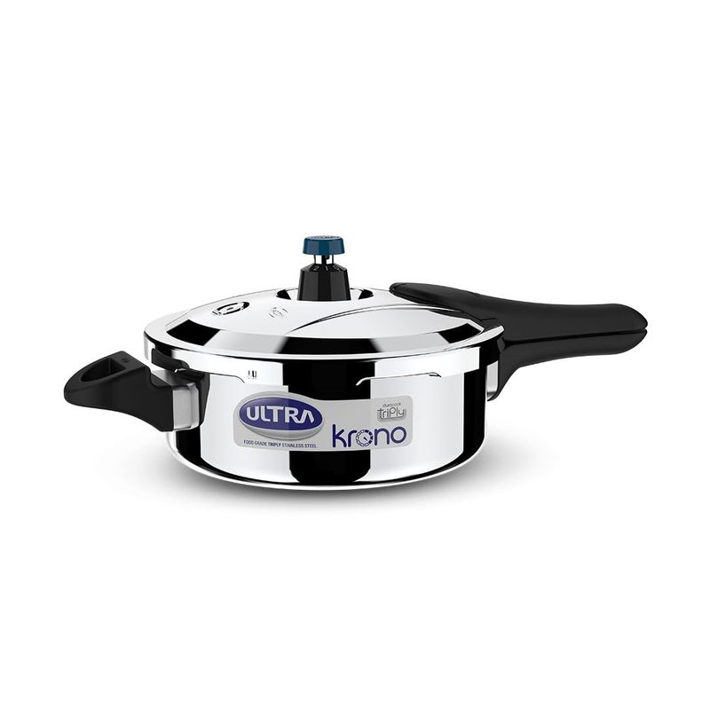 Ultra Triply Krono Pressure Cooker 3.5 Litre | Whistle Counter | Spillage Control | Aisi 304 Food Grade Stainless Steel Cooker | 5 Years Warranty | Cooks Fast & Saves Gas | Scts Technology - Image 1
