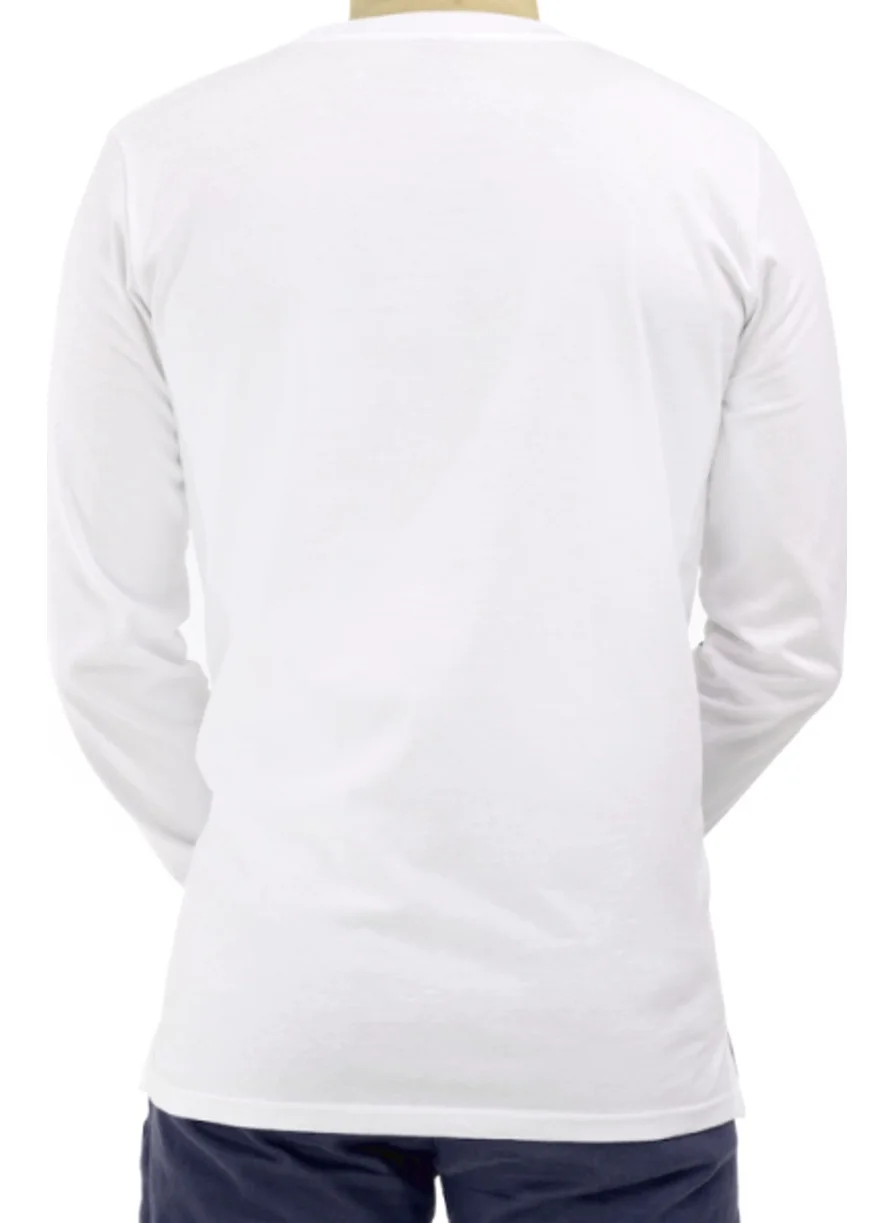 Rock&Roll Moon Sun Crew Neck Black Long Sleeve Combed Cotton Men's T-Shirt