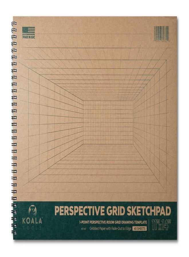 Koala Tools - 40-Sheet Sketch Pad for 1-Point Perspective Drawing, Spiral Bound Gridded Graph Paper for Interior Room Design, Industrial, Architectural and 3D Design, 11 x 14 inches - Image 1