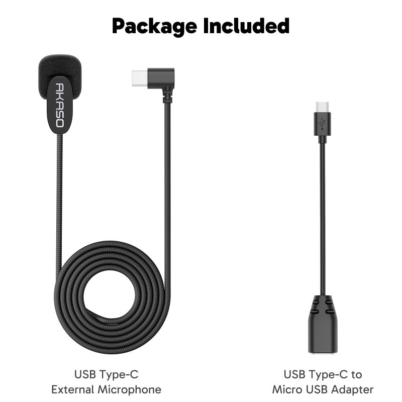 Akaso ميكروفون خارجي AKASO EK7000/ EK7000 برو/ براف 4/ براف 7 LE/ براف 4 برو/ V50X/ V50 إليت كاميرا أكشن فقط (منفذ ميكرو USB) - Image 5