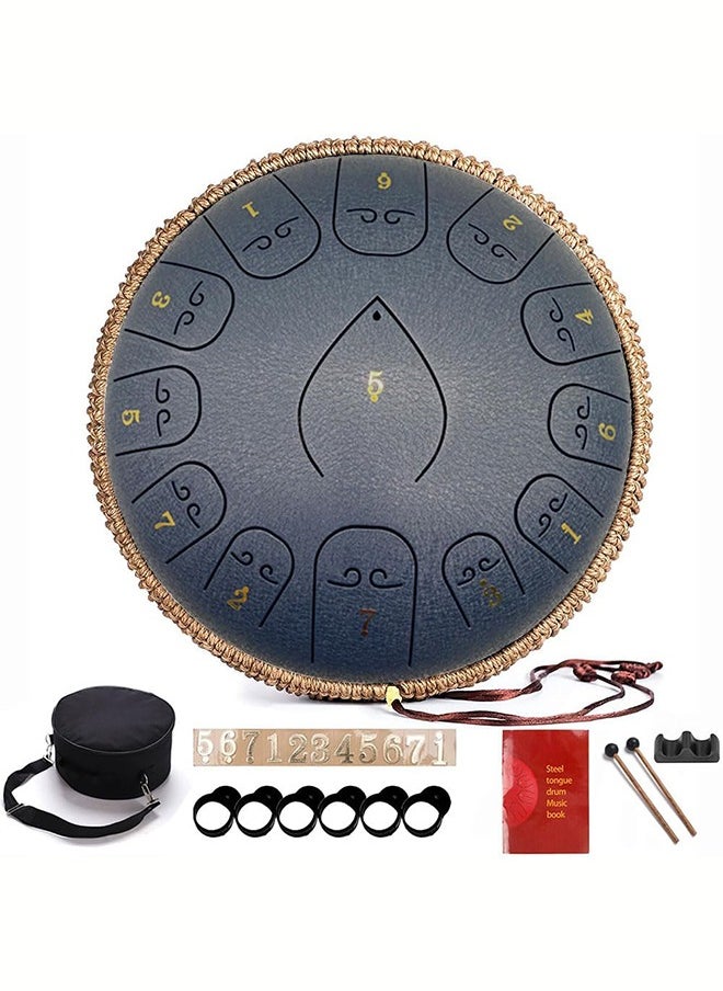 LENND Steel Tongue Drum - 12 Inches 13 Notes - Percussion Instruments - Hand Pan Drum with Music Book, Drum Mallets and Carry Bag, C Major  - Image 1