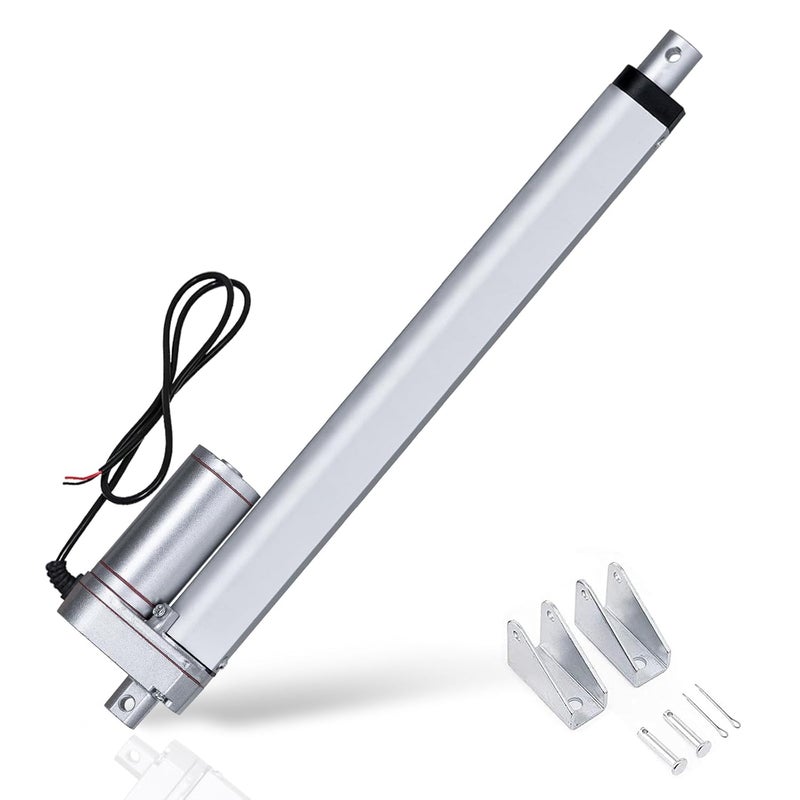 ECO-WORTHY Heavy Duty 330lbs/1500N Solar Tracker Linear Actuator Multi-Functions with Mounting Brackets (12V, 8") IP54 Waterproof Linear Motion Actuator - Image 1