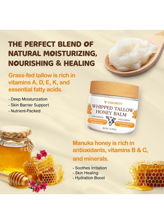 Vigority Beef Tallow and Honey Balm for Women: Organic Grass Fed Whipped Beef Tallow for Skin - Beef Tallow Face Moisturizer Infused with Manuka Honey, Beeswax and Olive Oil - 2 oz, Unscented - Image 3