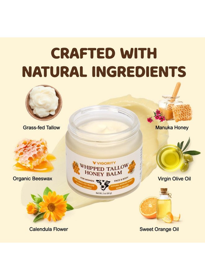 Vigority Beef Tallow and Honey Balm for Women: Organic Grass Fed Whipped Beef Tallow for Skin - Beef Tallow Face Moisturizer Infused with Manuka Honey, Beeswax and Olive Oil - 2 oz, Unscented - Image 4