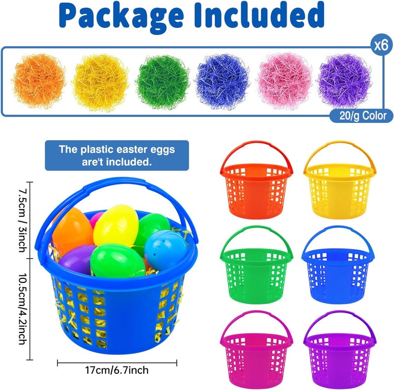 Evoio Easter Baskets for Kids 24 Pack Plastic Easter Baskets Bulk for Egg Hunts Set Easter Bucket Bags with 120g Easter Grass for Toddler Classroom Collecting Easter Eggs Party Favor - Image 3