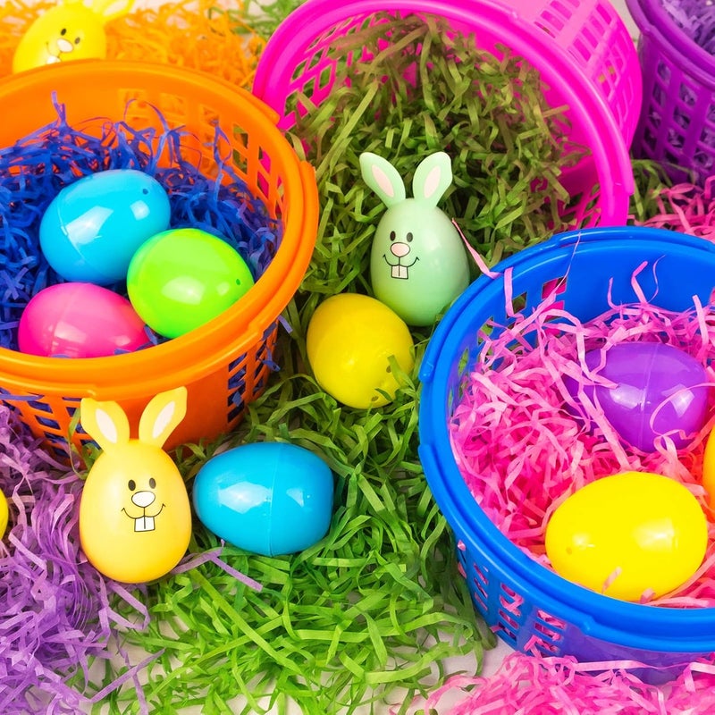 Evoio Easter Baskets for Kids 24 Pack Plastic Easter Baskets Bulk for Egg Hunts Set Easter Bucket Bags with 120g Easter Grass for Toddler Classroom Collecting Easter Eggs Party Favor - Image 5