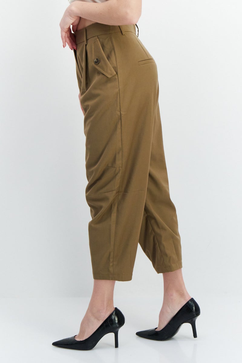 VERO MODA Women Straight Leg Plain Carrot Pants, Tan  - Image 4