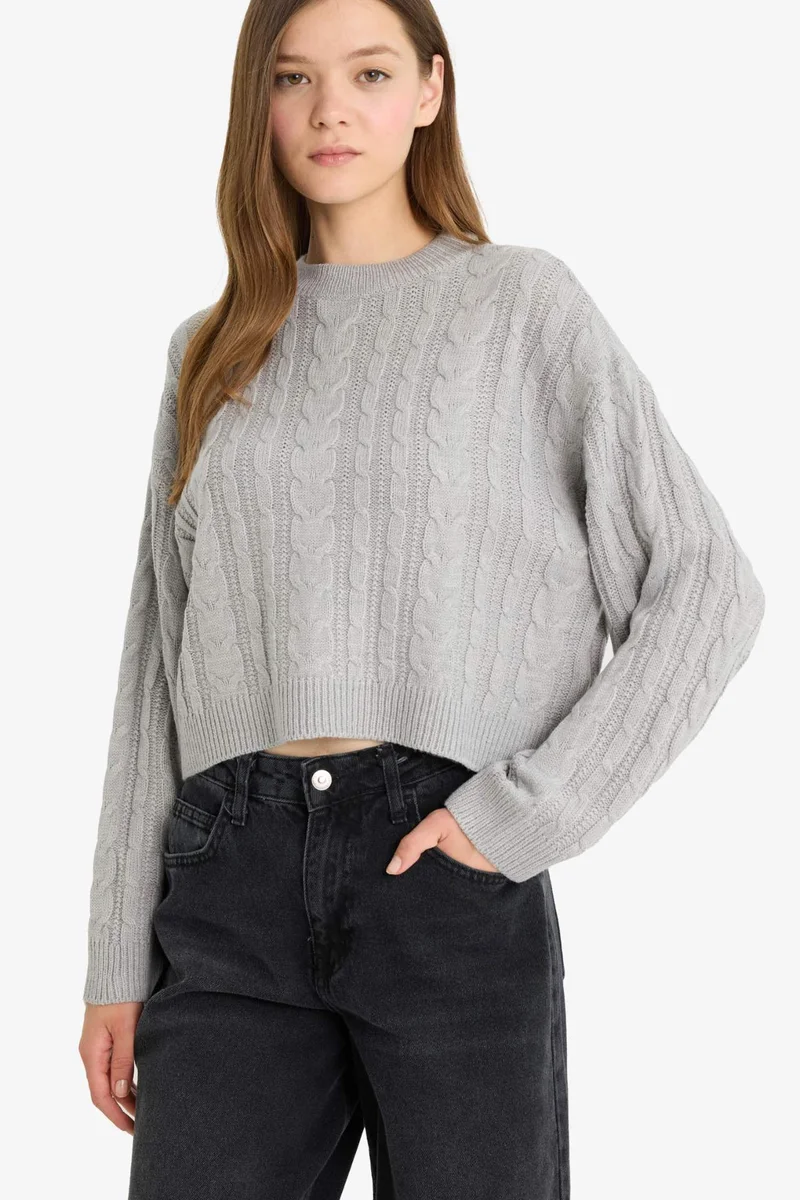 DeFacto Regular Fit Crew Neck Knitted Pullover