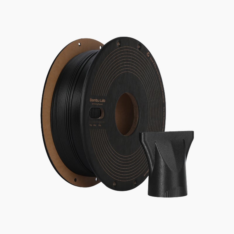Bambu Lab - 3D Printer Filament PPA-CF-Black- with Bambu Reusable Spool Black - Image 1