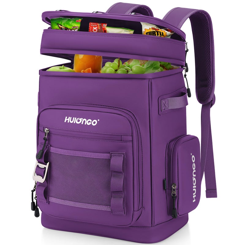 Hulongo Large Waterproof Insulated Cooler Backpack for Men Women Leak Proof Cooler Backpack for Camping Beach Fishing Picnic Travel Outdoor 30L 48Cans Purple - Image 2