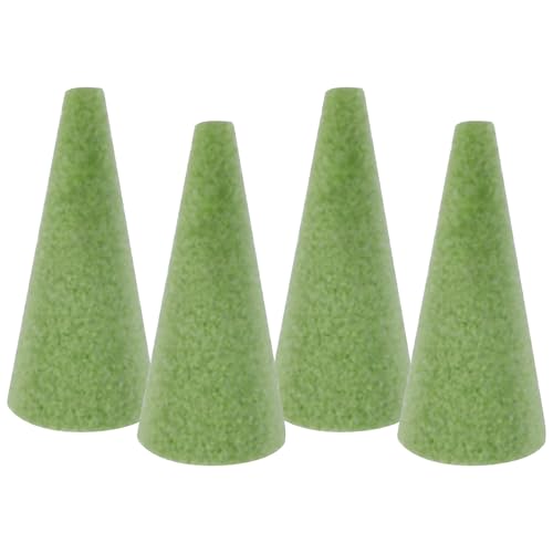 STEFORD 4Pcs Floral Foam Tree Cones, Foam Blocks Green Foam for Flower Arrangements Crafts Florist Wedding Birthday Garden Artificial Flower Holder Vase Plant Decorations 5.9 Inch x 2.75 Inch - Image 1